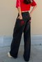 Retro Black Pocket Embroidery Detail Spider Baggy Jeans