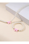 Girls White Bow Charm Pearl Necklace and Bracelet Set - 6