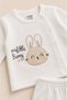Unisex Baby Bunny Embroidered Long Sleeve Organic Cotton 0-6 Months Baby Set - 3