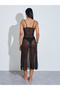 Black Geomatic Pattern Ruffled Details Maxi Slip with Brief - 6