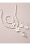 Girls White Flower Charm Pearl Necklace, Bracelet, Ring and Earrings Set - 5