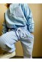 Boy's Blue Muslin Top and Striped Pants 2-Piece Set - 4