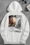 Unisex 3 Thread Cotton White Urbancity1980 Print Loose Fit Sweatshirt Hoodie