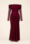 Boat Neck Lace Front Maxi Burgundy Dress with Belt Detail - 8