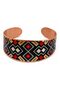 Navy blue red china motif thick copper bracelet, wide form - 3
