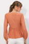 Women's Side-Tie Long Sleeve Blouse 1455 - Salmon - 5