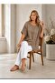 Button Detailed Pocketed Cotton Oversize Women's Linen Blouse 44-50 - 2