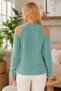 Women's Turtleneck Long Sleeve Off Shoulder Hair Braided Soft Casual Mint Knitwear Sweater - 3