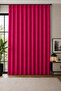 Fuchsia Velvet Textured Adafon Background Curtain, Stylish Appearance, Soft Texture, Cornice-Compatible Decorative Living Room Curtain