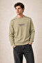 Respect Crew Neck Regular Fit Winter Sweatshirt Beige