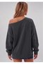 Vintage Printed Oversized Women's Boat Neck Sweatshirt - 2