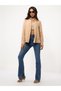 Womens Beige Relaxed Fit Long Sleeve Textured Shirt - 4