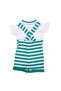 Baby Boy Green and White Striped T-Shirt Overalls - 2