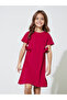 Girls Red Solid Bow Details A-Line Knee Length Dress - 2