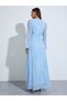 Women Blue Tie-Dye Balloon Sleeve Maxi Dress - 5