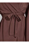 Brown Solid Long Sleeves Tie-Up Maxi Robe - 4