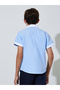 Teen Boys Light Blue Contrast Trims Short Sleeves Shirt - 5