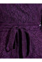 Lace Insert Self Tie Belt A-Line Midi Dress - 3