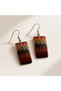 White Blue Branch Motif Copper Earrings, Hand Embroidered Adjustable Model - 3