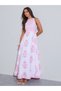 Pink All Over print Halter Neck A-Line Maxi Dress