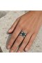 Yellow black motif chunky copper ring, adjustable - 4
