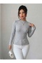 Women's Half High Neck Bodycron Ribbed Knit -Stylish- Blouse - 5