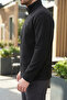 4015 Men's Fleece Sweatshirt Turtleneck Zippered Regular Fit Black - 2