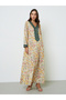 Printed Cotton Jalabiya with Thread Work - 3