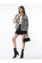 Black and White Ikat Print Seersucker Oversized Shirt - 4