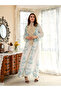 Blue Embroidered A-Line Jalabiya - 2
