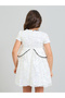 Girls White Sequin A-Line Knee-Length Dress - 5