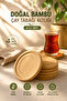 Bamboo Tea Coaster Set of 6 Round Natural Bamboo Coasters Presentation Set