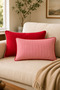 Red Striped 2-Piece Throw Pillow Cover Set 30X50 cm