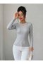 Women's Half High Neck Bodycron Ribbed Knit -Stylish- Blouse - 6