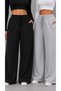 2-Piece Black and Gray Women's Elastic Waist Sweatpants - Loose Fit Sports Sweatpants with Pockets