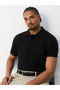 Men Black Textured Short Sleeve Knit Polo T-Shirt - 3