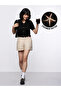 Black Knit Crop Shirt with Star Buttons - 4