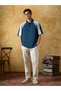 Men Blue Cotton Color Block Oversized Fit Polo T-Shirt - 4