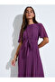 Purple Solid Tie-Up Waist pleated Details A-Line Maxi Dress - 2