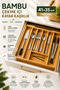 Bamboo Pull-Out Sliding Spoon Holder 41X35 cm 7 Compartments Adjustable Kitchen Drawer Organizer