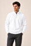 Krivs Crew Neck Regular Fit Winter Sweatshirt White