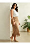 Plus Size Beige Faux Suede Fringe Midi Skirt - 2