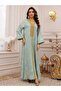 Teal Jacquard A-Line Jalabiya - 2