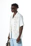 Oversize Short Sleeve Linen Shirt with Floral Embroidery on the Front - 5
