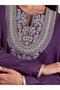 Purple Embroidered Long Slevves maxi Jalabiya - 3