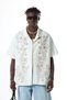 Oversize Short Sleeve Linen Shirt with Floral Embroidery on the Front - 2