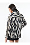 Black and White Ikat Print Seersucker Oversized Shirt - 5