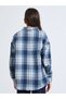 Teen Girls Blue Checked Long Sleeves Oversized Shirt - 4