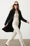 Klav Soft Textured Stand/Slice Collar Long Sleeve Pocketed Knitwear Women's Cardigan & Jacket & Hijab Cardigan - Black - 7