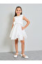 Girls White A-Line Knee-Length Dress - 2